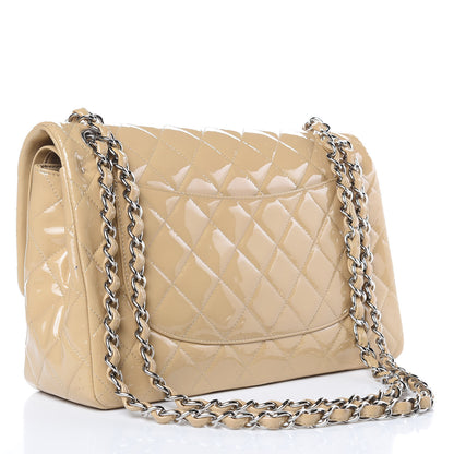 Chanel Patent Quilted Jumbo Double Flap Beige 3 of 14