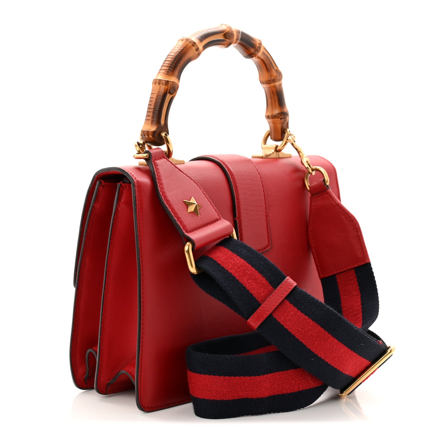 Gucci Dollar Calfskin Crystal Web Medium Dionysus Bamboo Top Handle Bag Hibiscus Red Black Diamond 3 of 10