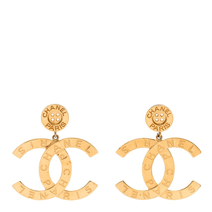 Chanel Metal Large Paris Button Earrings Gold 1 of 5