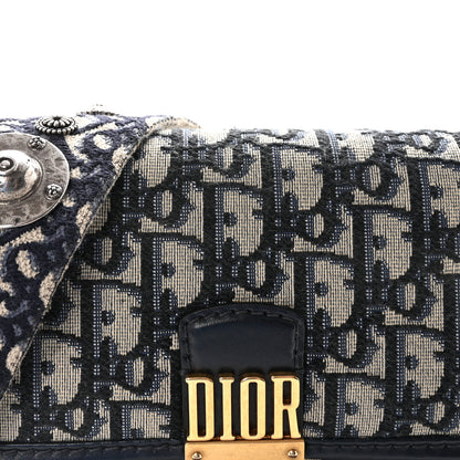 Christian Dior Oblique Small DiorAddict Flap Bag Navy Blue 7 of 9