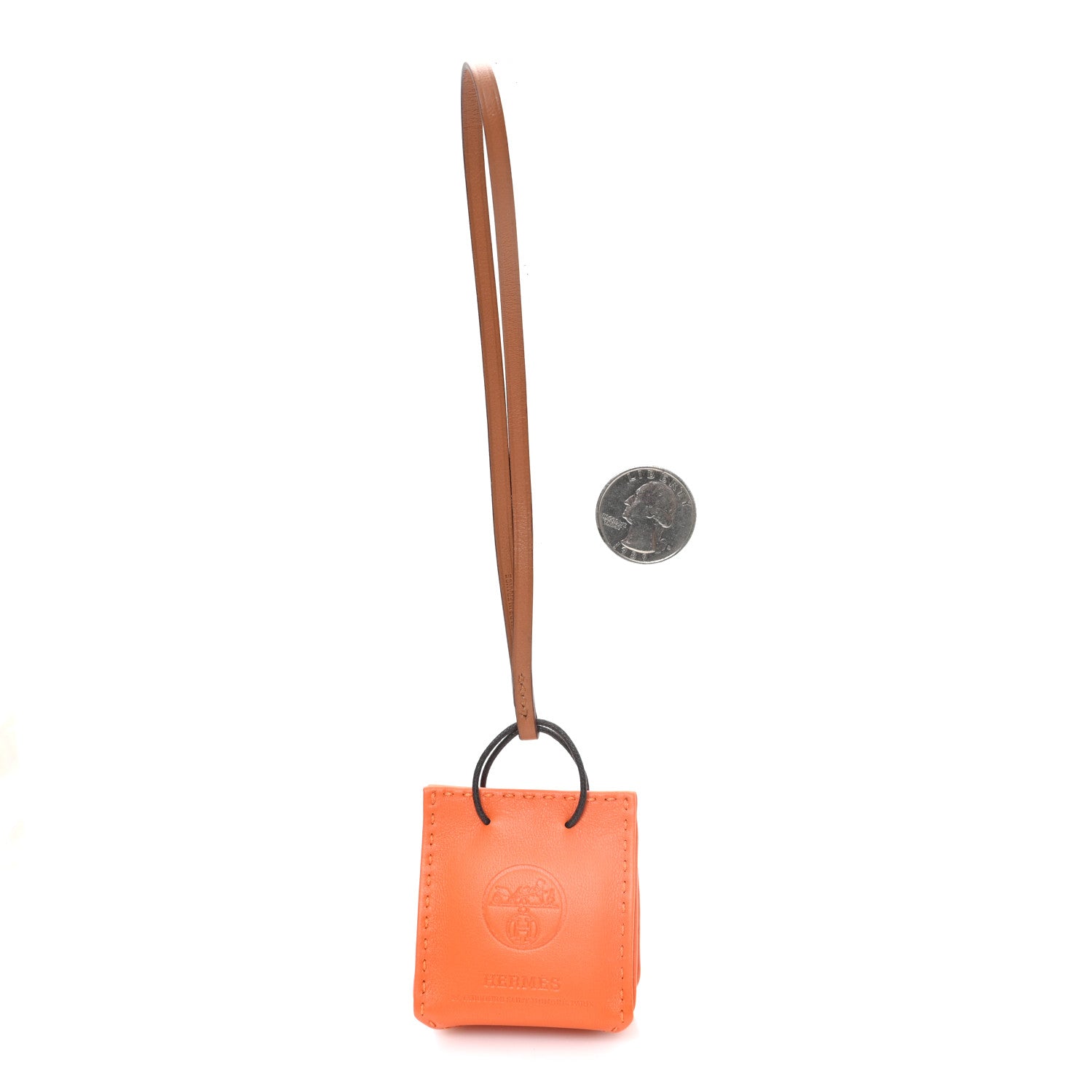 Hermes Milo Lambskin Swift Shopping Bag Charm Feu Gold 2 of 4