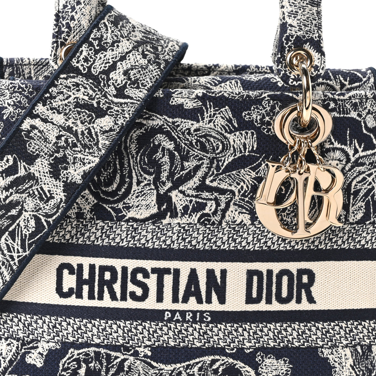 Christian Dior Toile de Jouy Embroidered Medium Lady D-Lite Blue 8 of 10