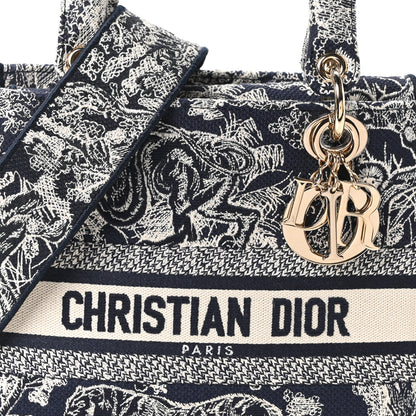 Christian Dior Toile de Jouy Embroidered Medium Lady D-Lite Blue 8 of 10