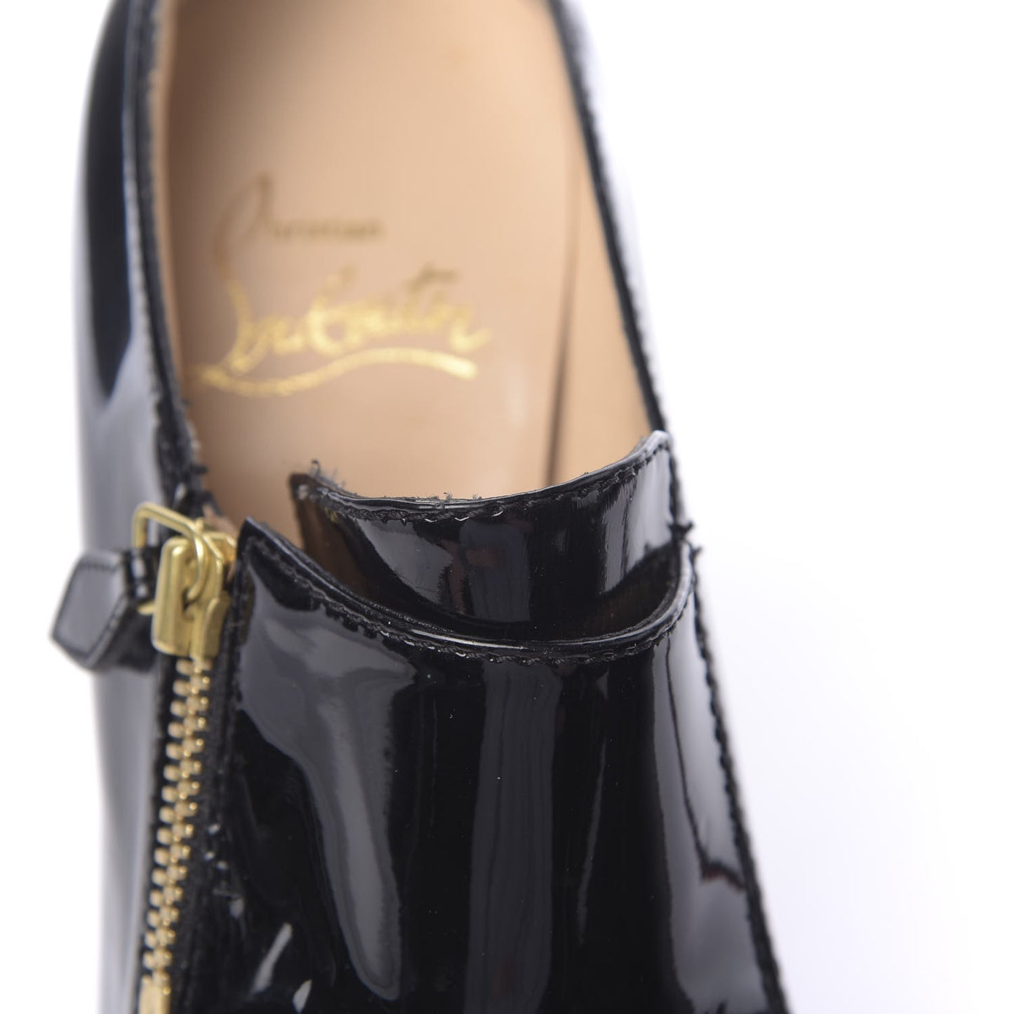 Patent Lapano Loafer Zip Booties 36 Black