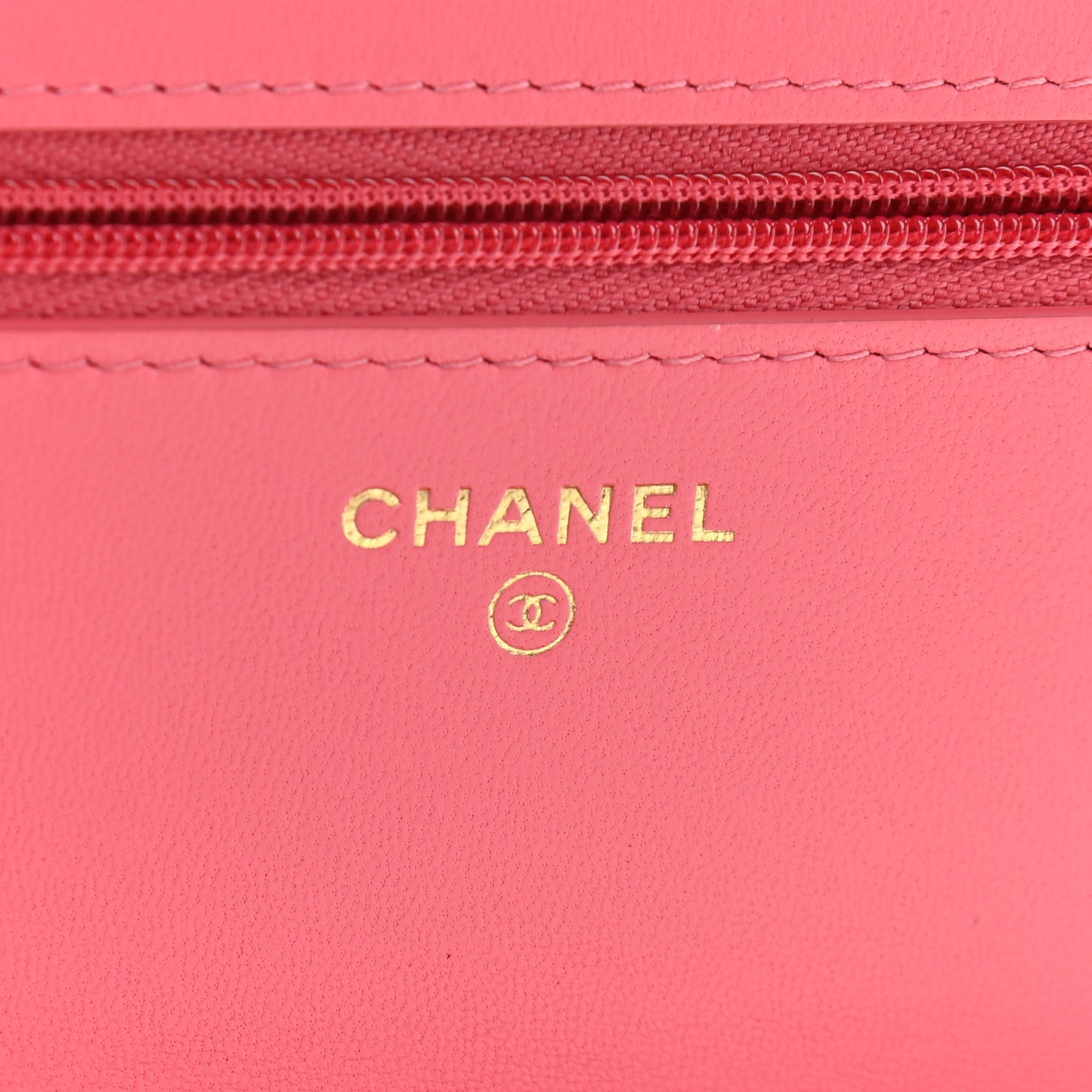 Lambskin Quilted Wallet On Chain WOC Pink