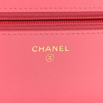 Chanel Lambskin Quilted Wallet On Chain WOC Pink 7 of 10