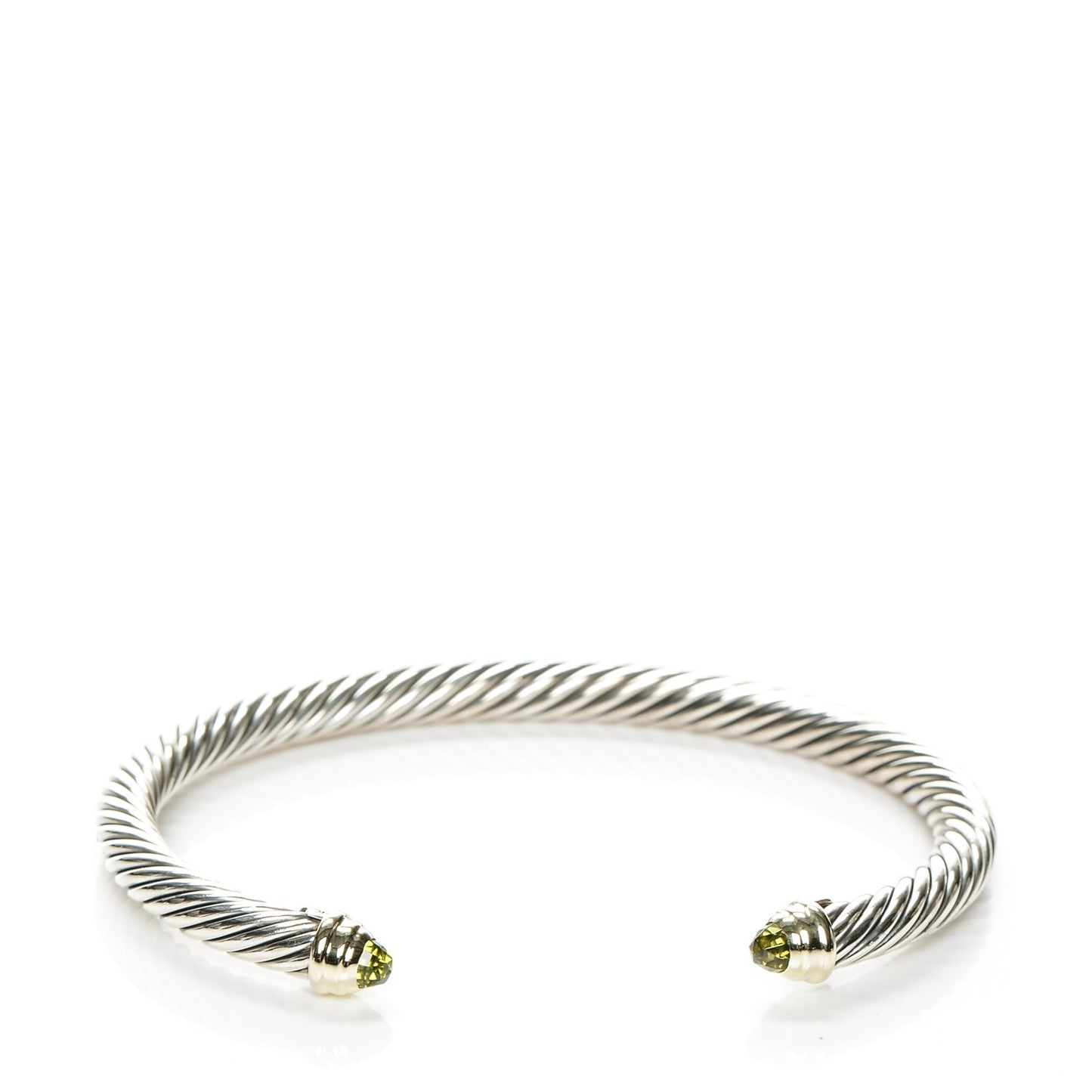 Sterling Silver 14K Yellow Gold Peridot 5mm Cable Classics Bracelet