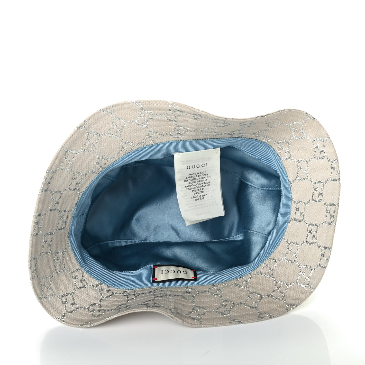 Gucci Canvas Lame GG Monogram Bucket Hat S Gardenia Silver 4 of 4