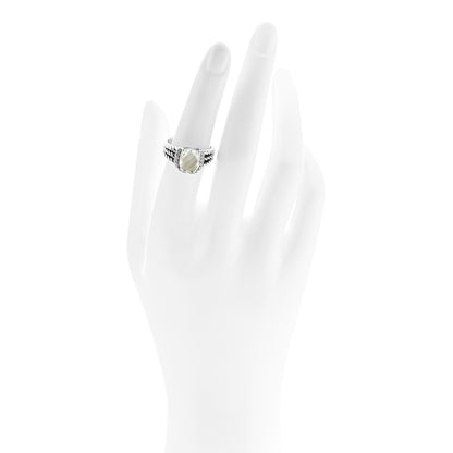 David Yurman Sterling Silver Diamond Prasiolite 10mm Petite Wheaton Ring 53 6.5 2 of 5