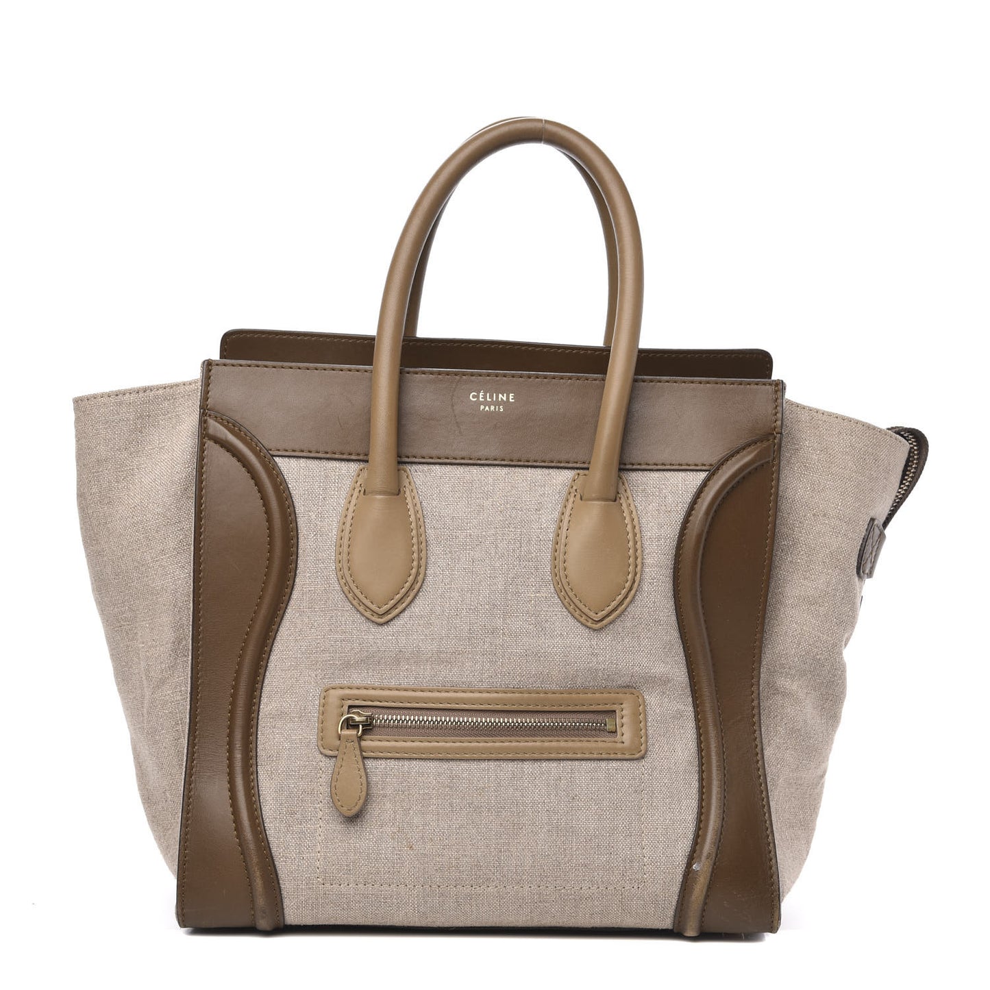 Natural Canvas Smooth Calfskin Mini Luggage Brown