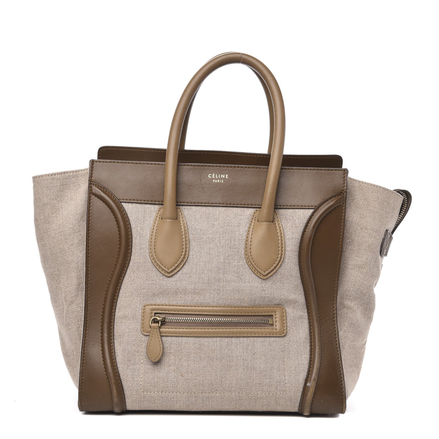 Celine Natural Canvas Smooth Calfskin Mini Luggage Brown 1 of 20