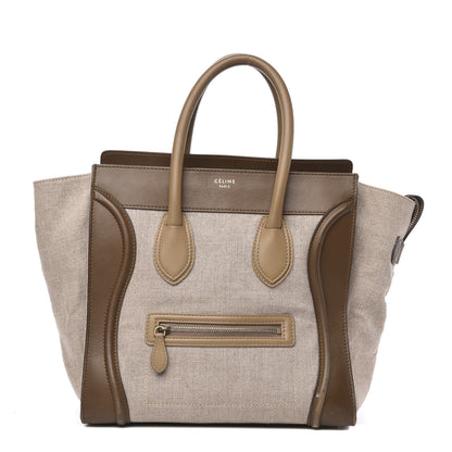 Celine Natural Canvas Smooth Calfskin Mini Luggage Brown 1 of 20