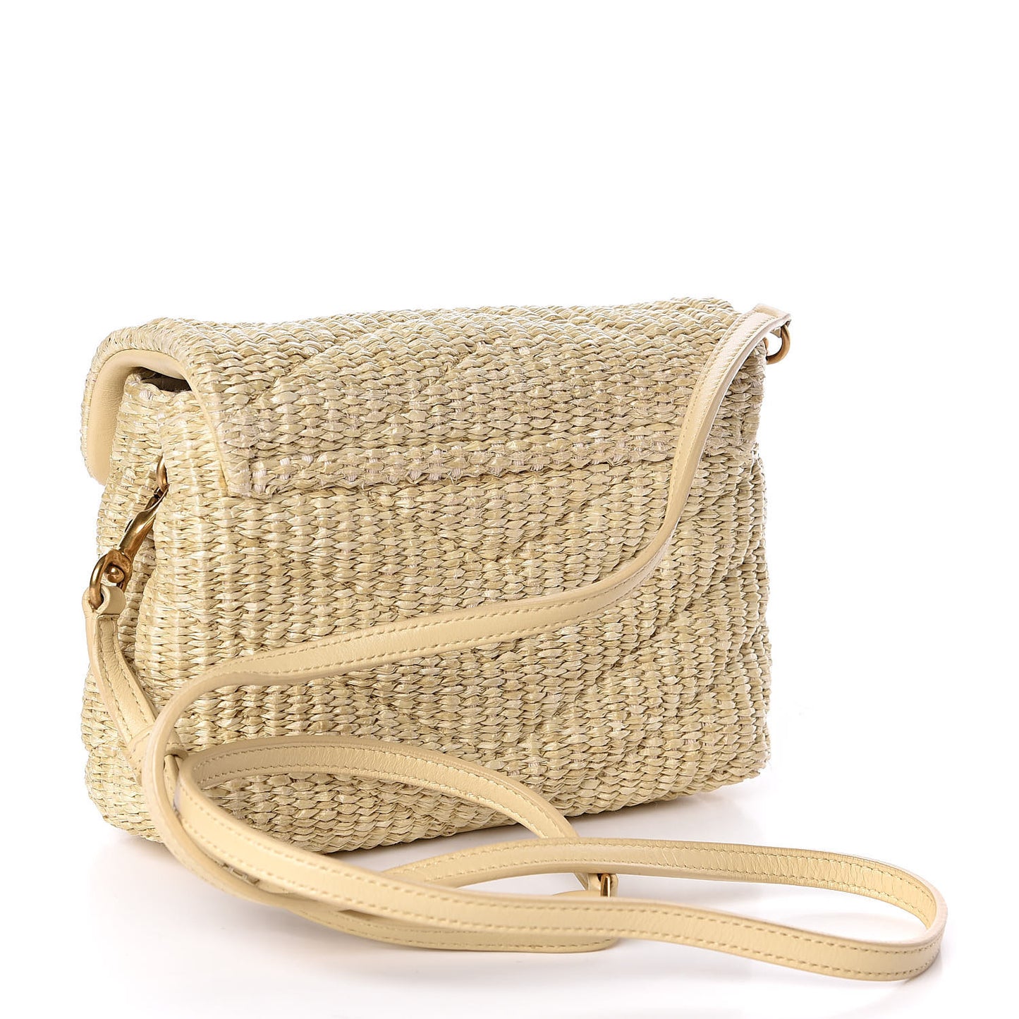 Raffia Monogram Toy Loulou Chain Satchel Naturale