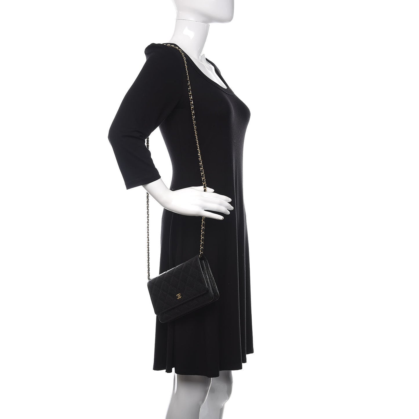 Caviar Quilted Wallet On Chain WOC Black