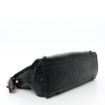 Balenciaga Calfskin Crocodile Embossed Giant 12 Gold Hardware City Black 5 of 12