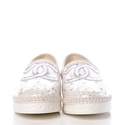 Chanel PVC Tweed CC Espadrilles 36 Ecru Blue Transparent 2 of 8