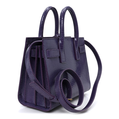 Saint Laurent Lizard Calfskin Embossed Nano Sac De Jour Bright Bright Lilas 2 of 9