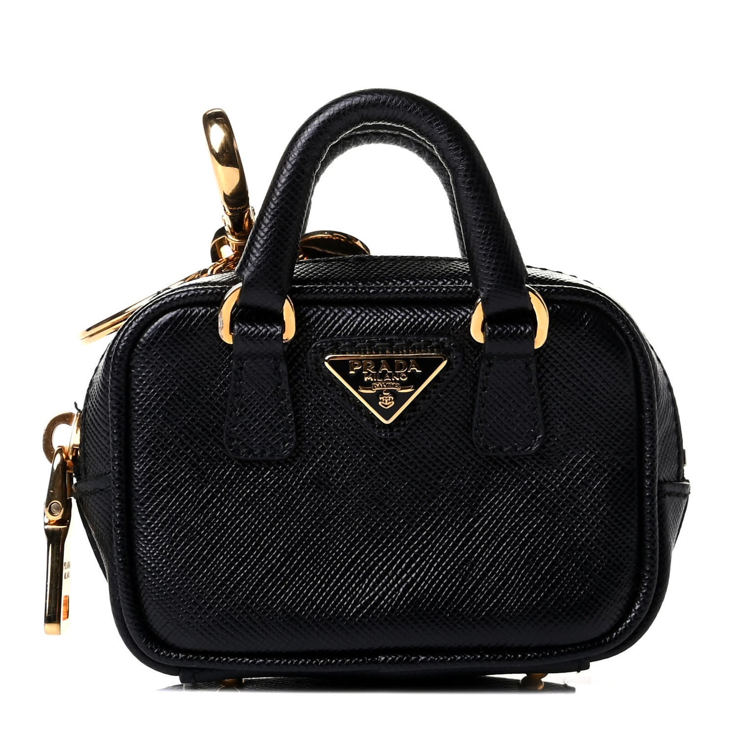 Saffiano Lux Mini Top Handle Key Pouch Black