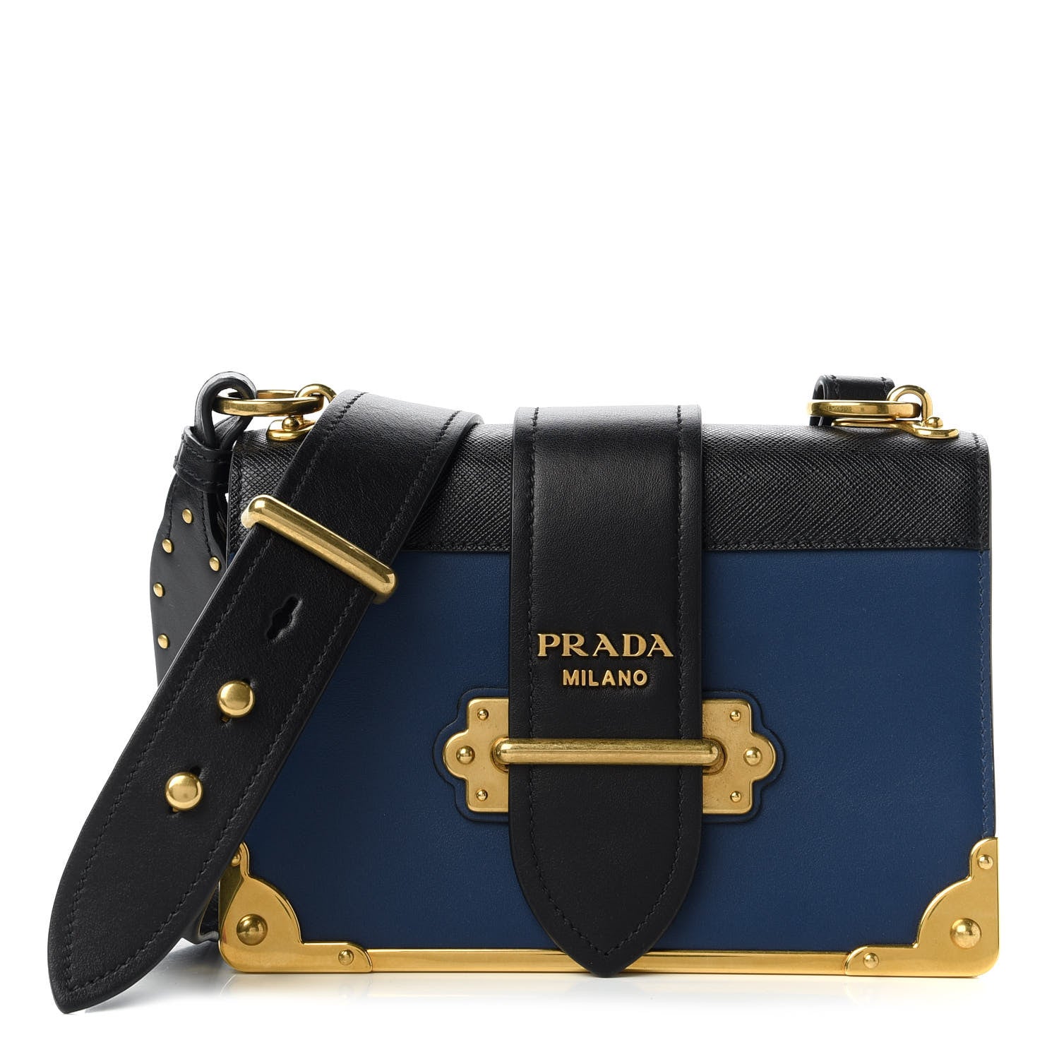 Prada City Calf Saffiano Cahier Bag Bluette Black 1 of 9