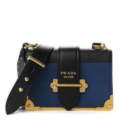 Prada City Calf Saffiano Cahier Bag Bluette Black 1 of 9