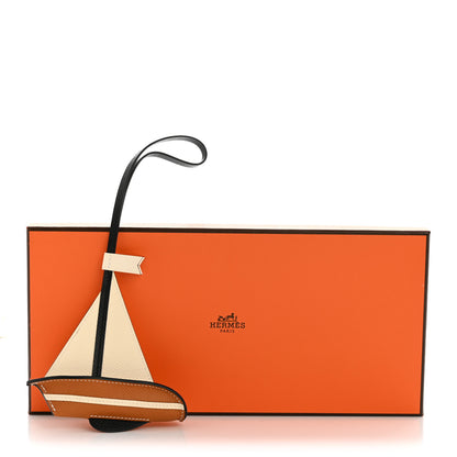 Hermes Epsom Barenia Sail Boat Bag Charm Black Nata Fauve Toffee 5 of 5