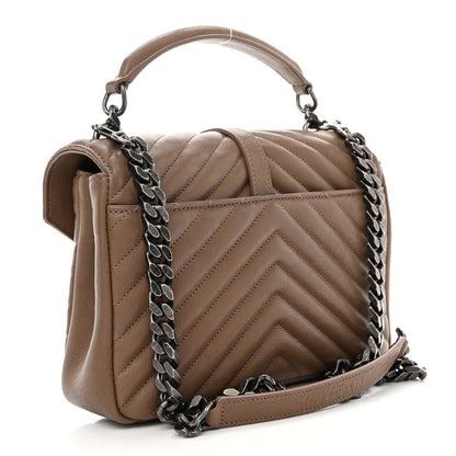 Saint Laurent Sheepskin Matelasse Chevron Monogram Medium College Bag Fard 3 of 10