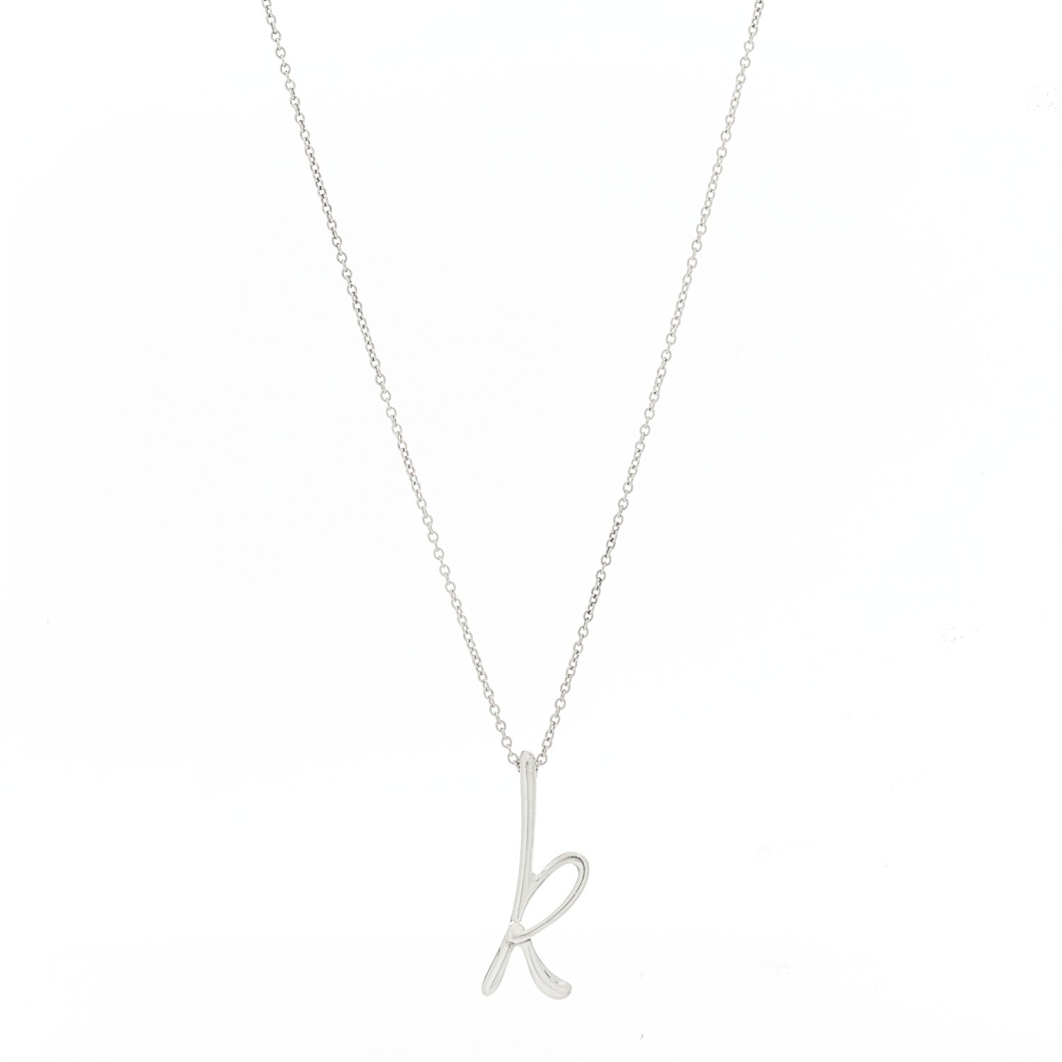 Tiffany Sterling Silver Elsa Peretti Letter K Pendant Necklace 1 of 5