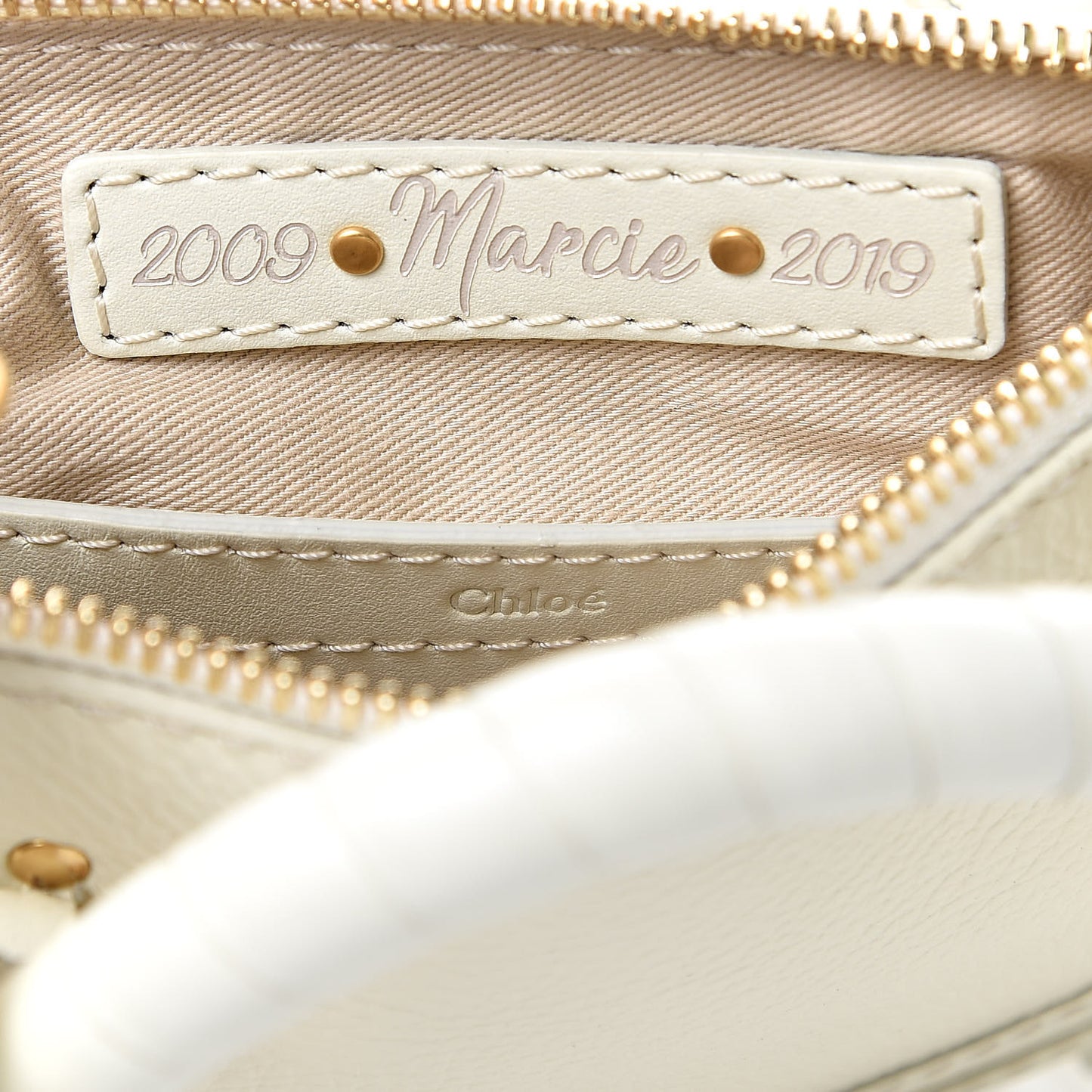 Shiny Small Grain Calfskin Mini Marcie Multi Fringe Satchel Natural White