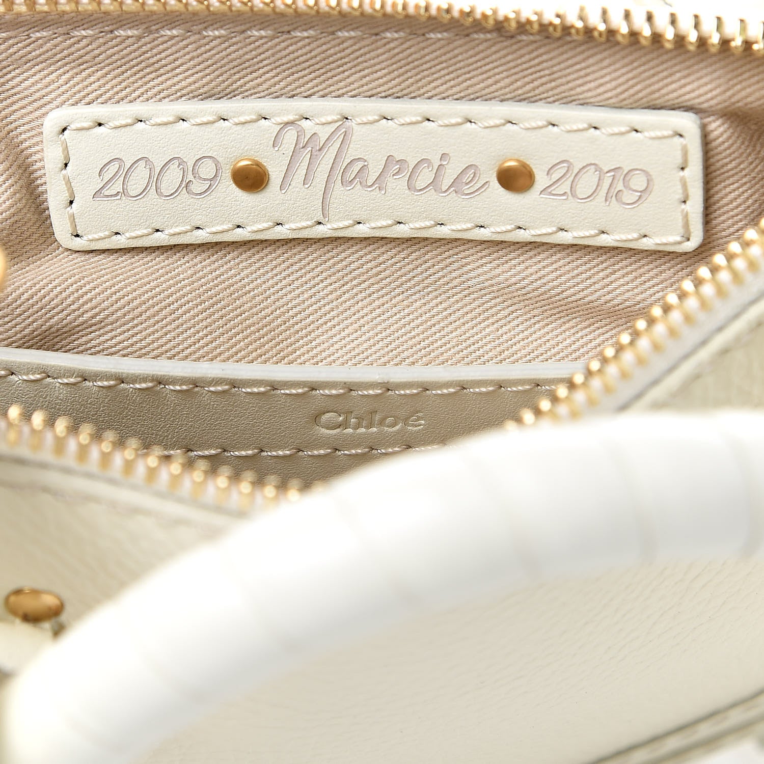 Chloe Shiny Small Grain Calfskin Mini Marcie Multi Fringe Satchel Natural White 7 of 13