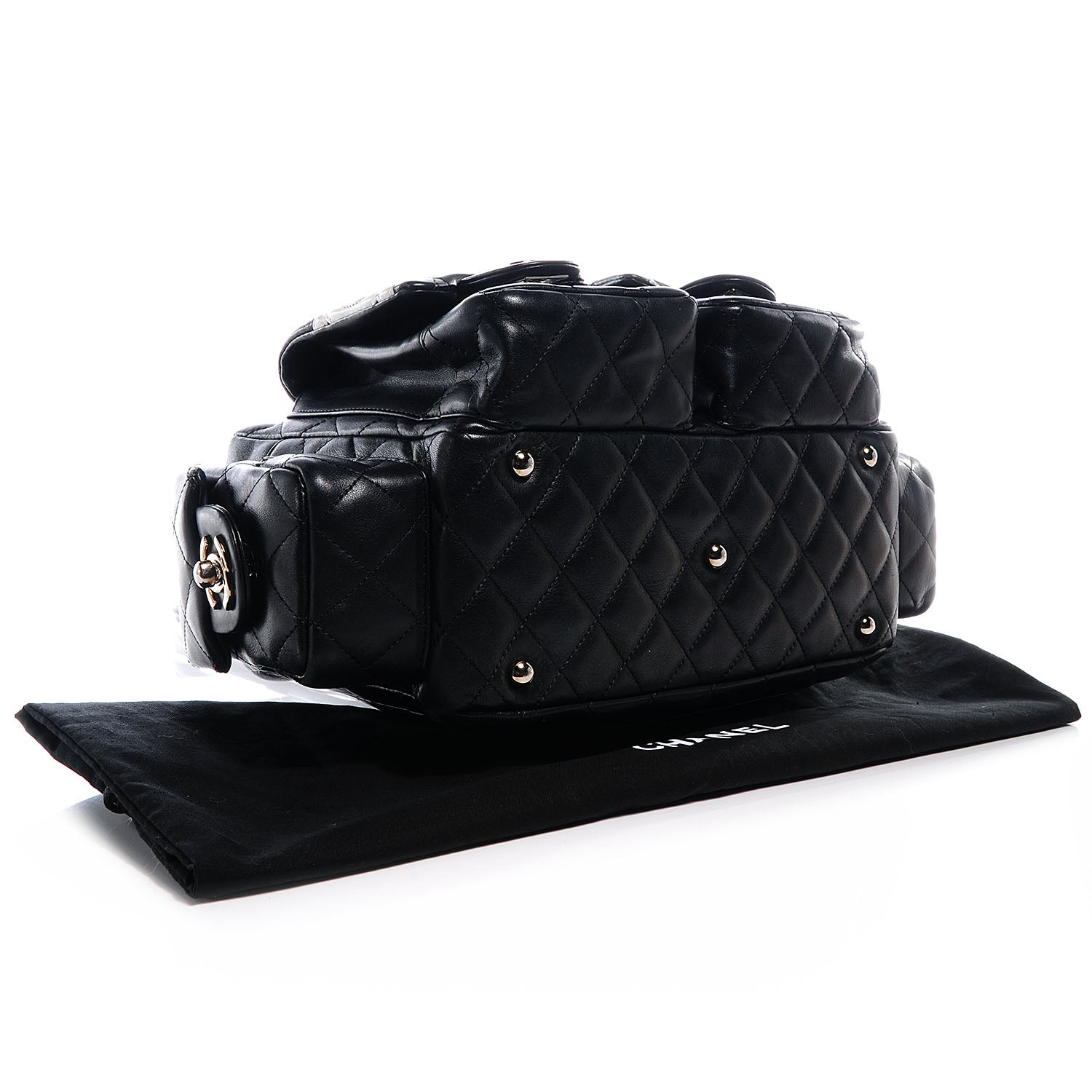 Chanel Calfskin Quilted Large Cambon Multipocket Reporter Black White 4 of 8
