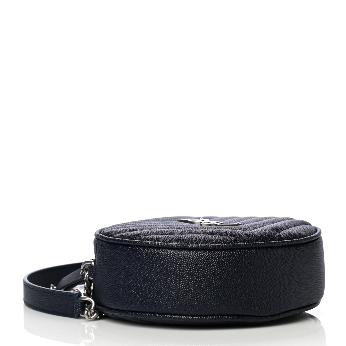 Grain De Poudre Matelasse Chevron Quilted Round Vinyle Camera Bag Deep Marine
