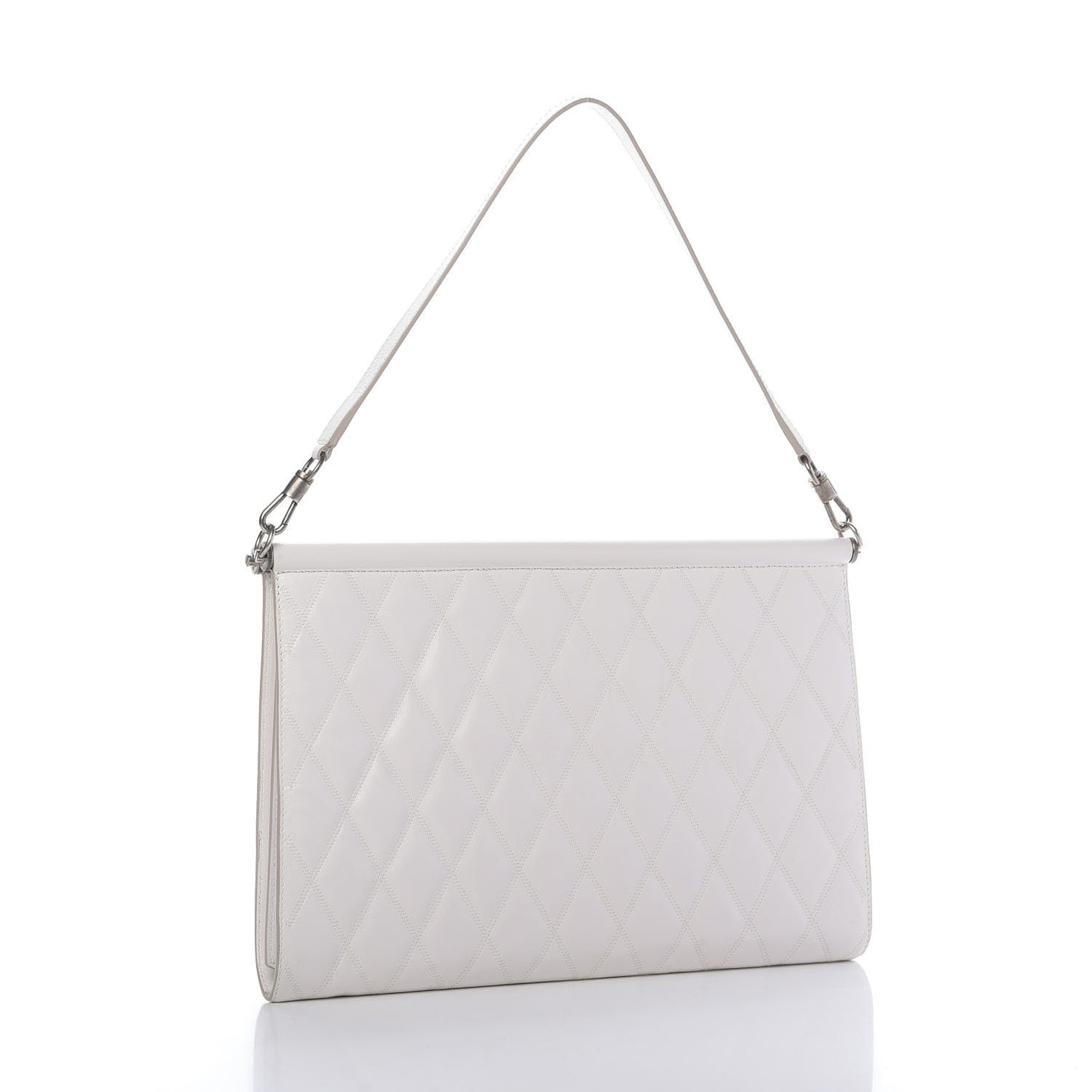 Goatskin Quilted Large Gem Bag White