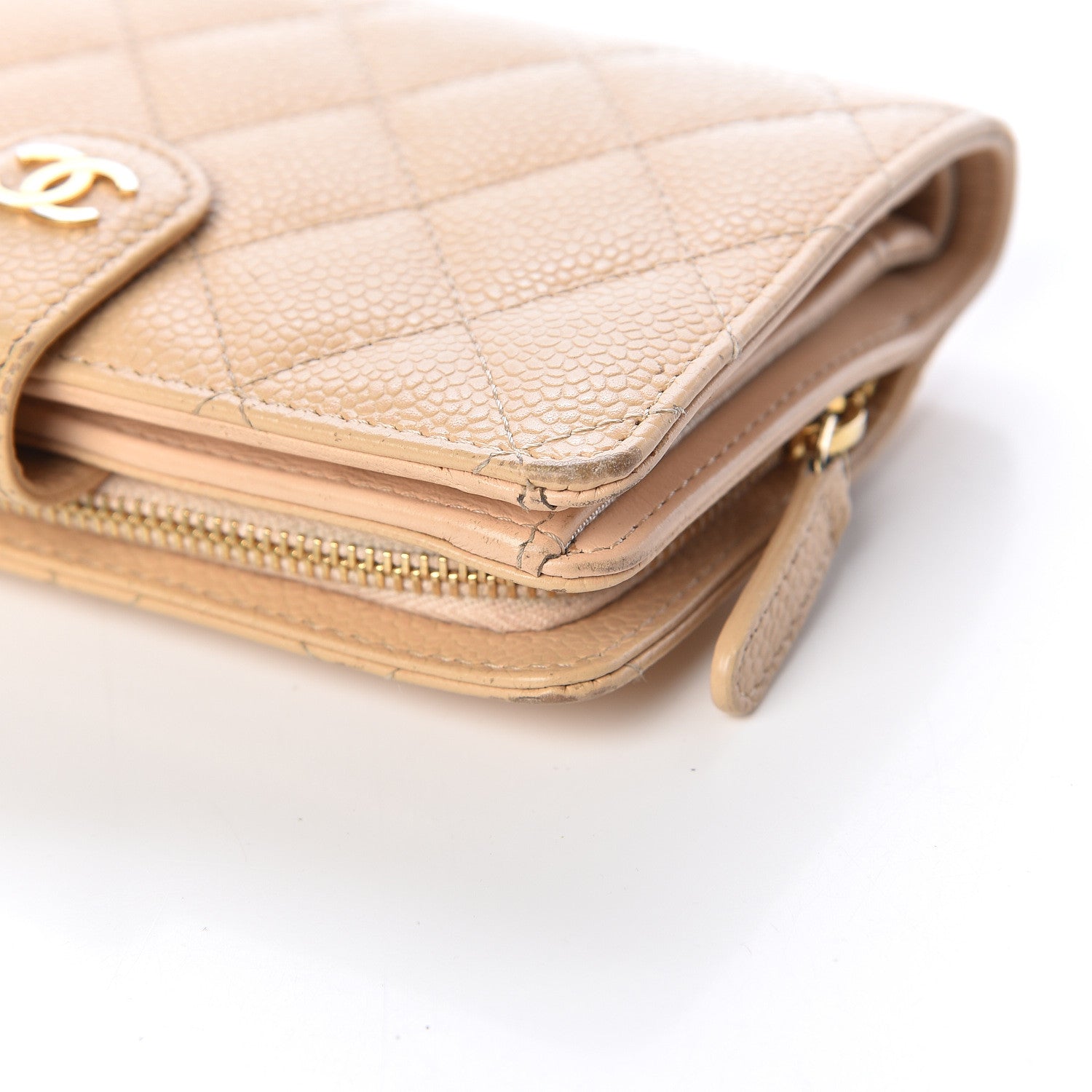 Chanel Caviar Quilted Zipped Pocket Wallet Beige 18 of 21