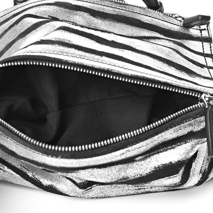 Givenchy Metallic Calfskin Striped Mini Pandora Black Silver 5 of 10