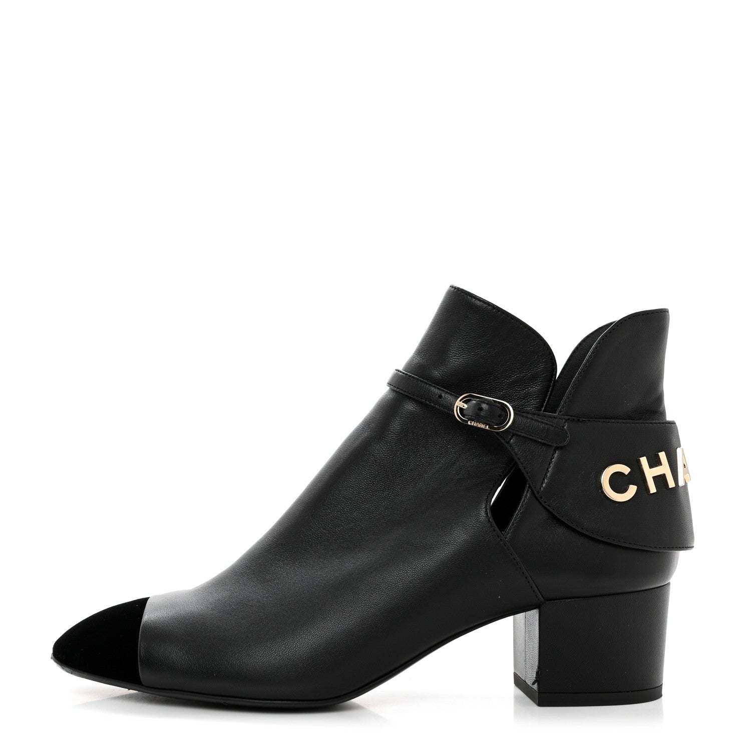 Chanel Lambskin Velvet Cap Toe Short Ankle Boots 38 Black 1 of 9