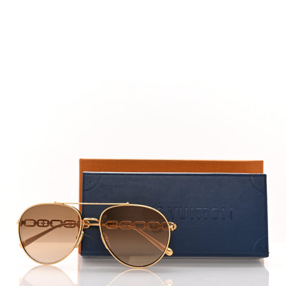Louis Vuitton Metal My LV Chain Pilot Sunglasses Z1539W Gold 9 of 9
