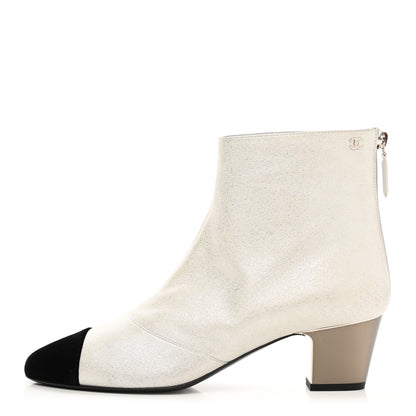 Chanel Metallic Calfskin Ankle Boots 39.5 Gold 1 of 8