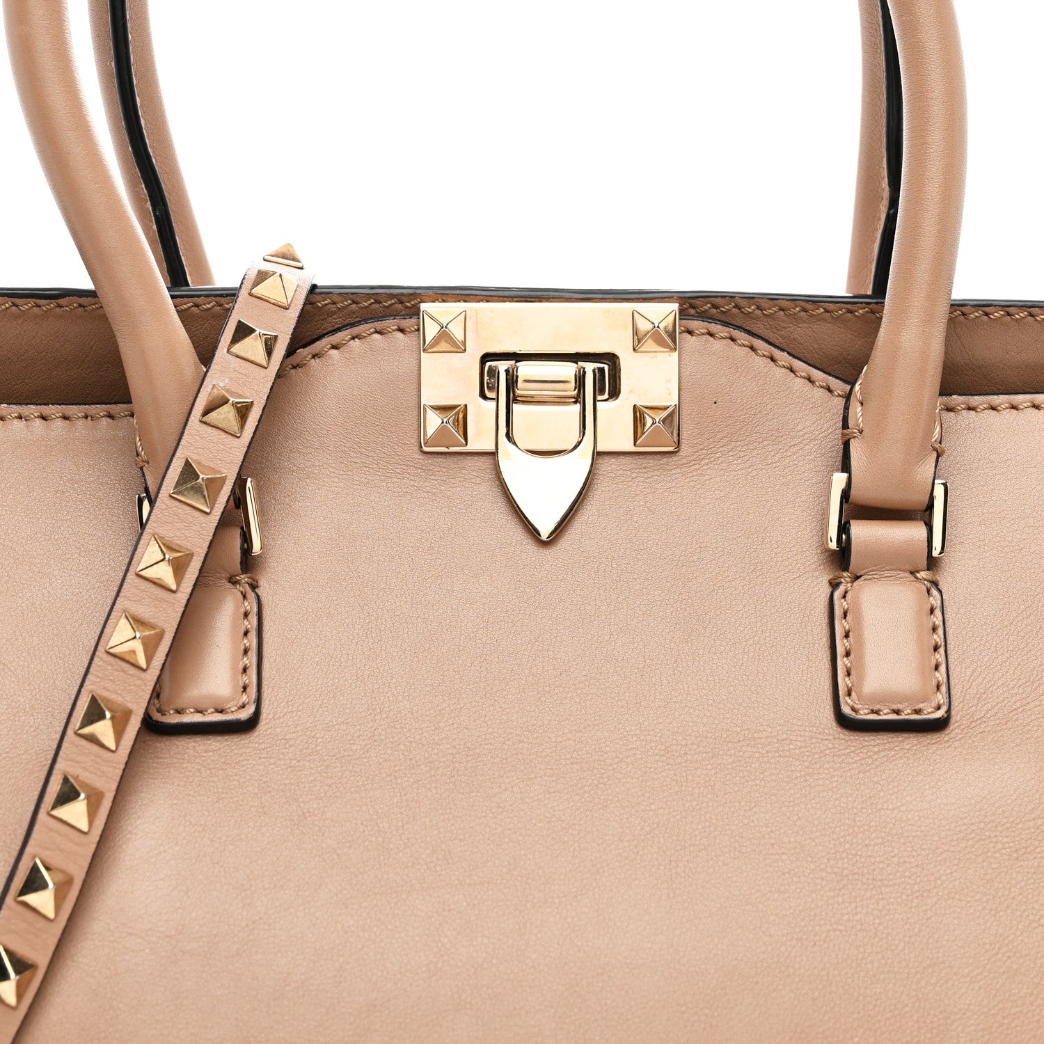 Valentino Garavani Vitello Rockstud Double Handle Tote Alpaca
