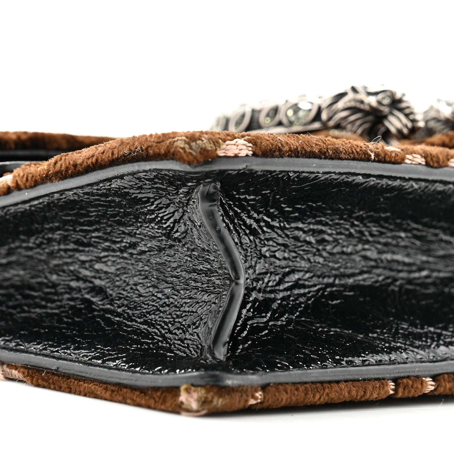 Gucci Velvet Skipper Crystal GG Monogram Super Mini Dionysus Shoulder Bag Brown Black Black Diamond 7 of 11