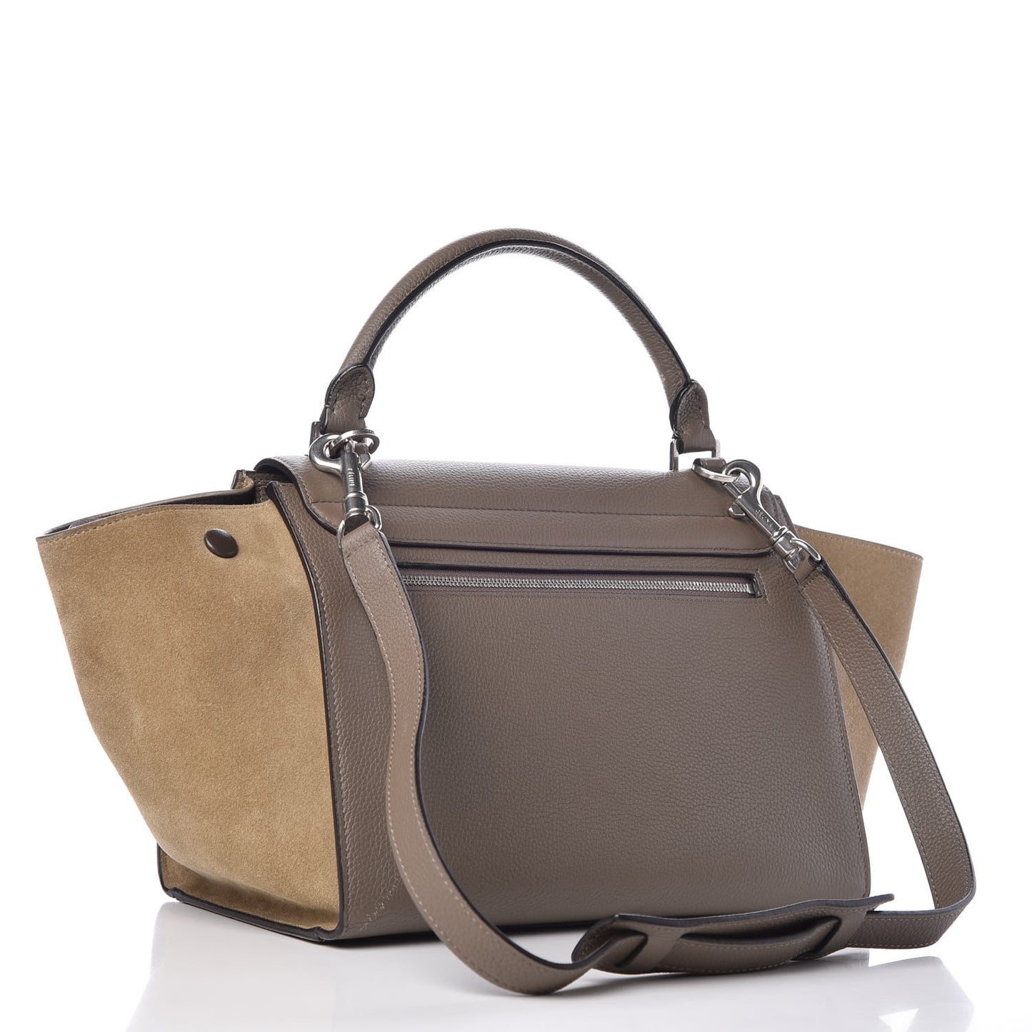 Drummed Calfskin Suede Small Trapeze Souris