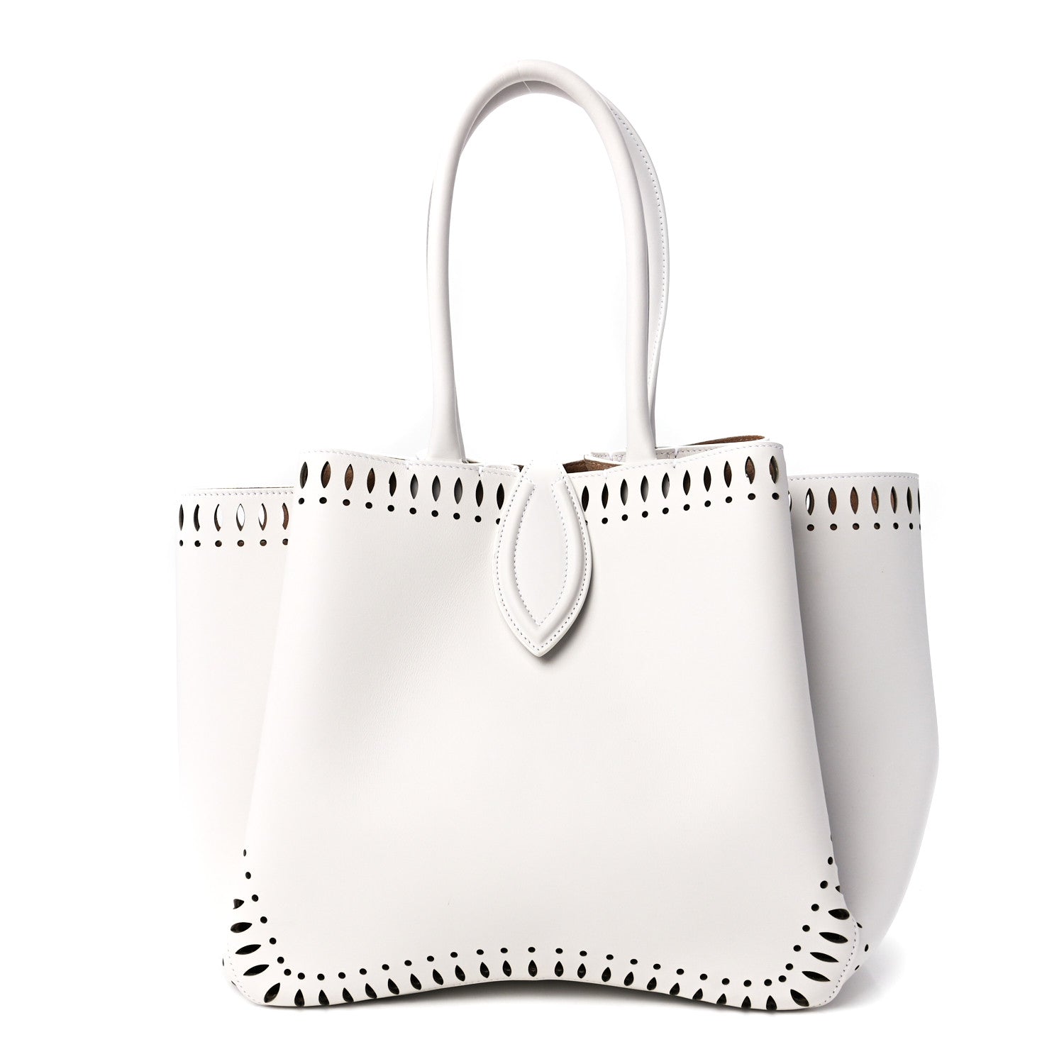 Alaia Calfskin Laser Cut Angele 20 Top Handle Bag White 3 of 13