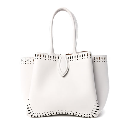 Alaia Calfskin Laser Cut Angele 20 Top Handle Bag White 3 of 13