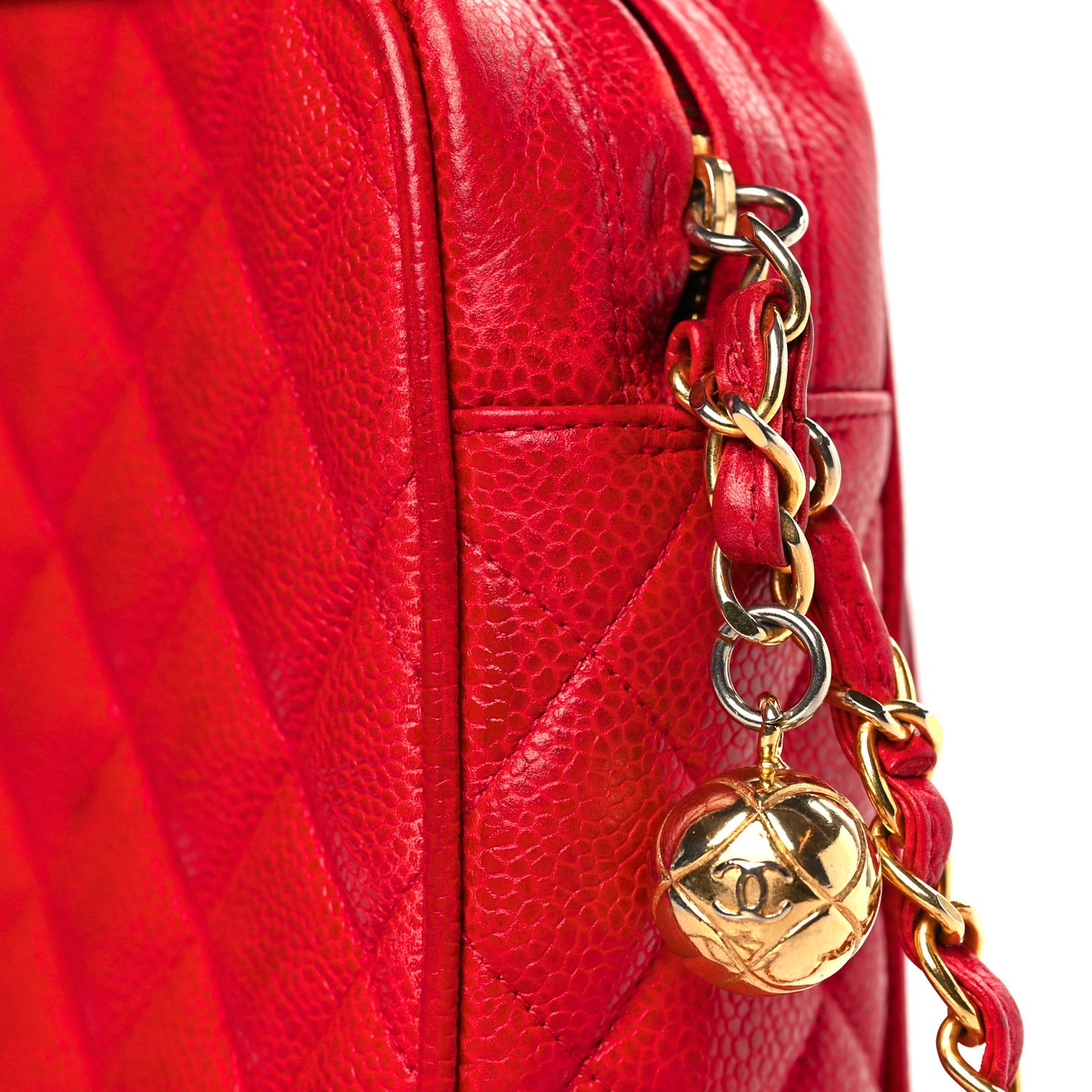 Caviar Quilted Camera Case Red