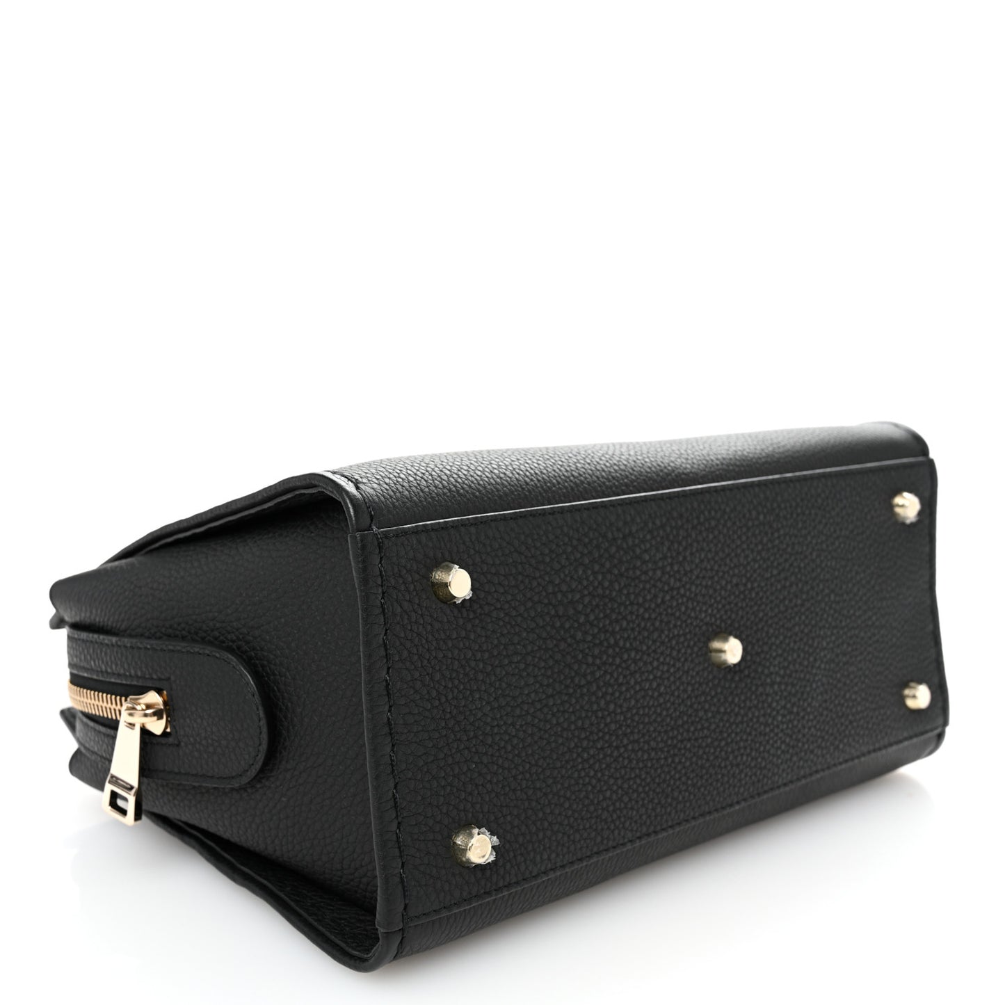 Grained Calfskin Small Edith Top Handle Bag Black