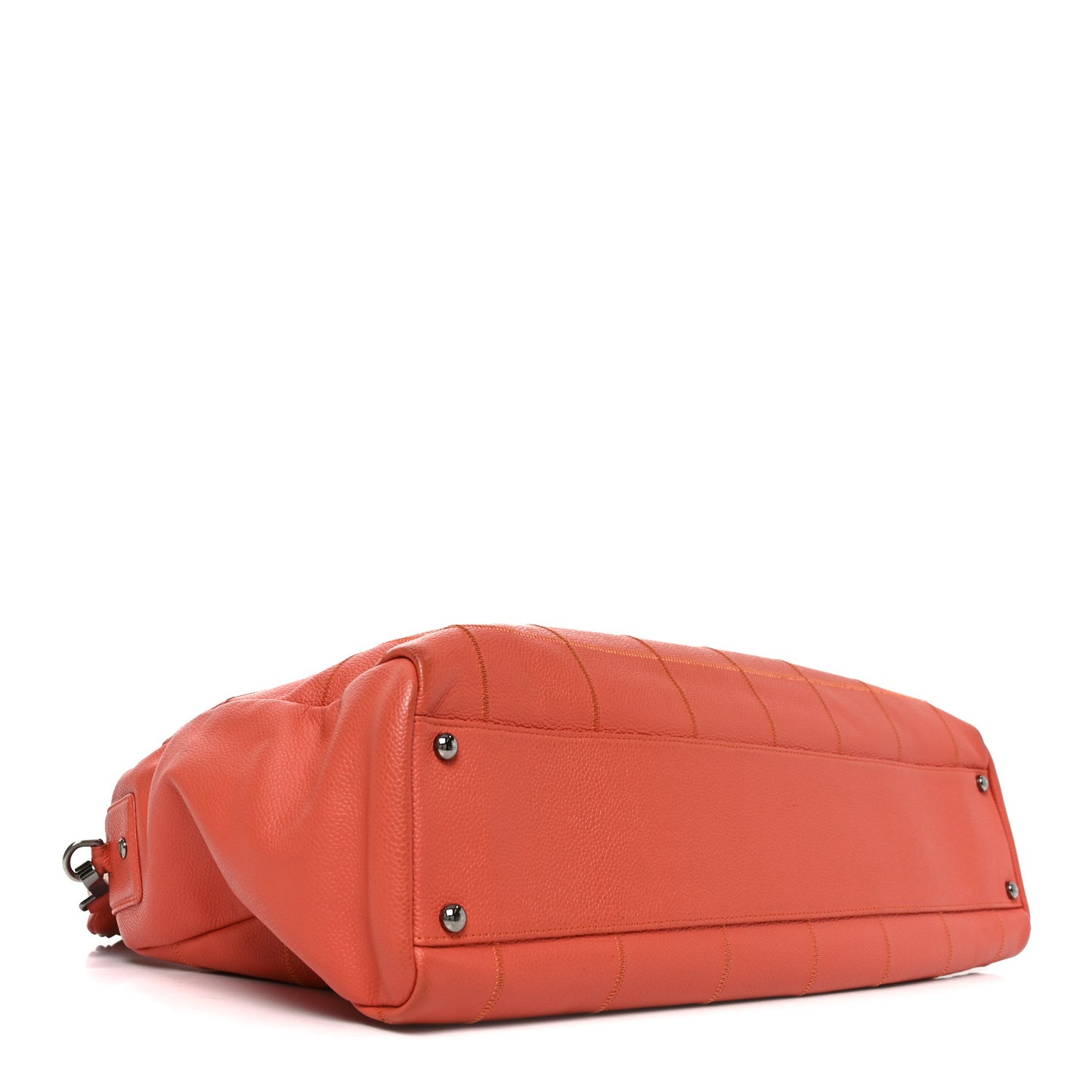Caviar Square Stitched Large Tote Orange