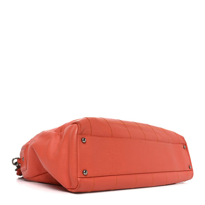 Chanel Caviar Square Stitched Large Tote Orange 4 of 10