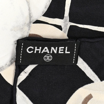 Chanel Silk Camellia CC Square Scarf Black 3 of 10
