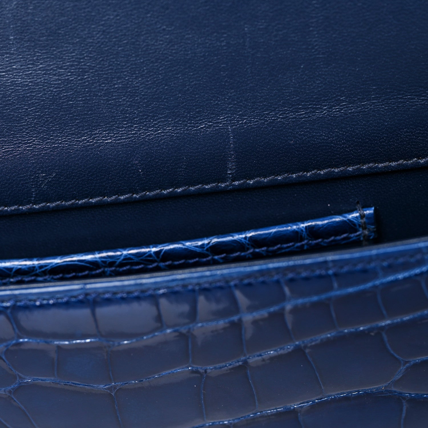 Christian Dior Shiny Crocodile Lady Dior Chain Clutch Blue 12 of 14