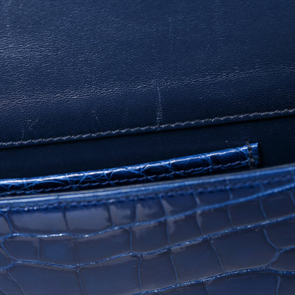 Christian Dior Shiny Crocodile Lady Dior Chain Clutch Blue 12 of 14