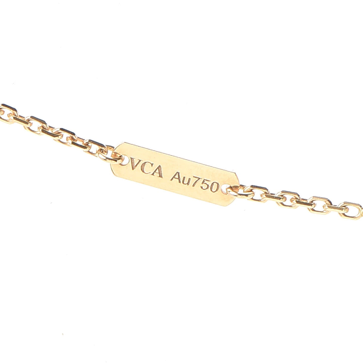 18K Yellow Gold Tiger Eye Vintage Alhambra Pendant Necklace
